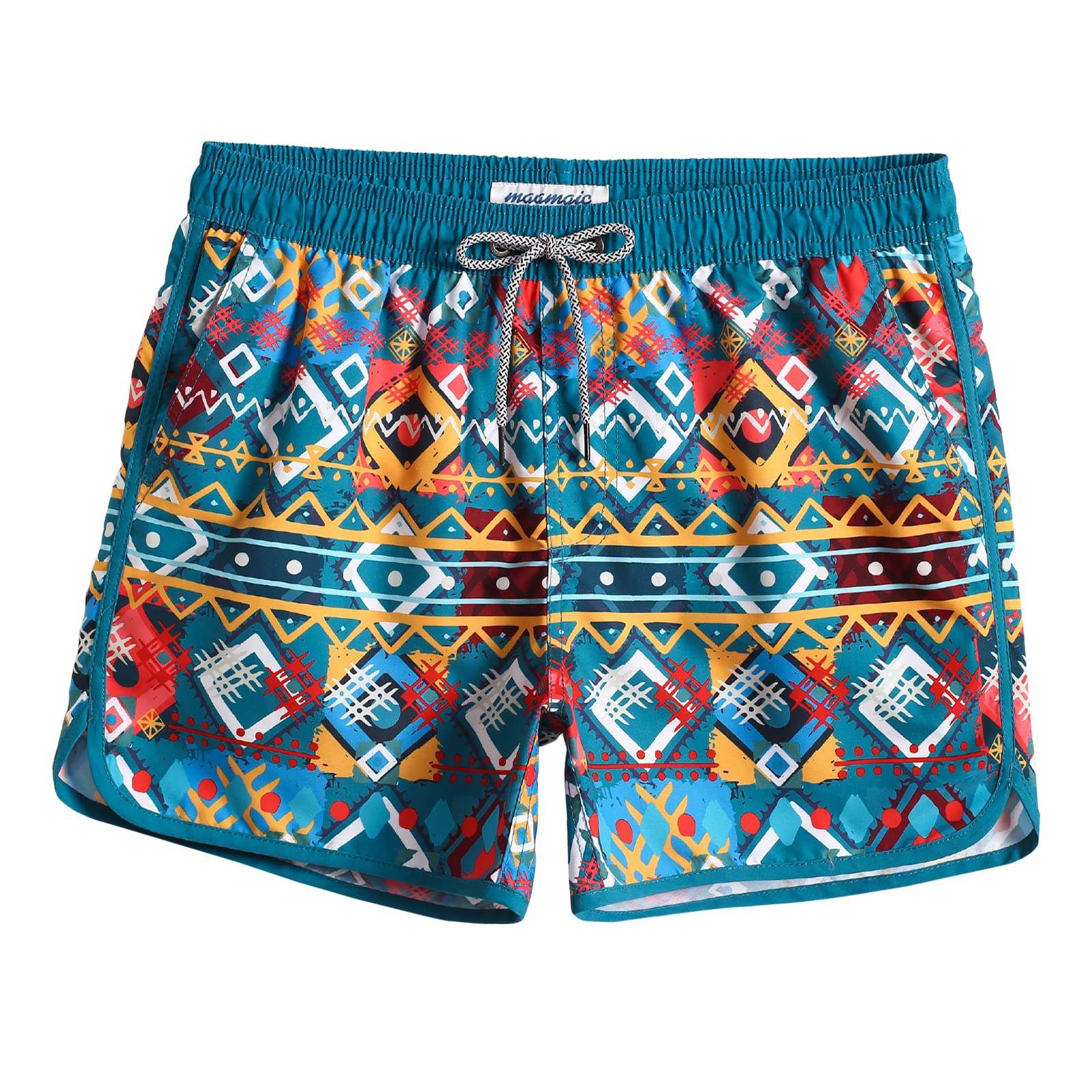 maamgic Herren Badeshorts Vintage Retro Boardshorts Schnelltrocknend Kurz Badehose Schwimmhose mit Mesh-Futter und Verstellbarem Tunnelzug