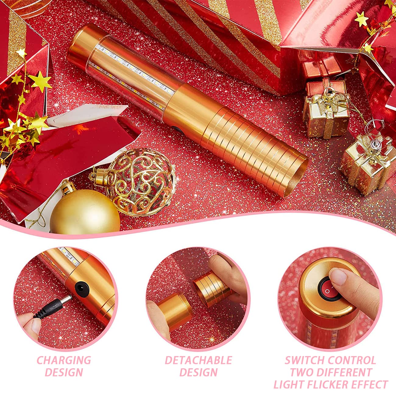Luminosas Fluorescentes LED Estroboscópica para Botella de Champán Recargable para Karaoke, Bar, Club, Cumpleaños, Boda, Fiesta