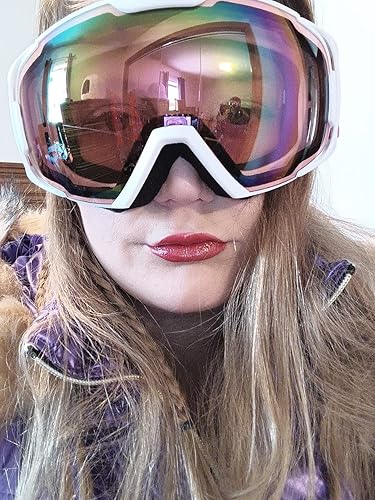 Miniatura 8 de FEISEDY OTG - Gafas de esquí para deportes de nieve para adultos y jóvenes, protección UV400 antivaho con doble lente flexible B2961