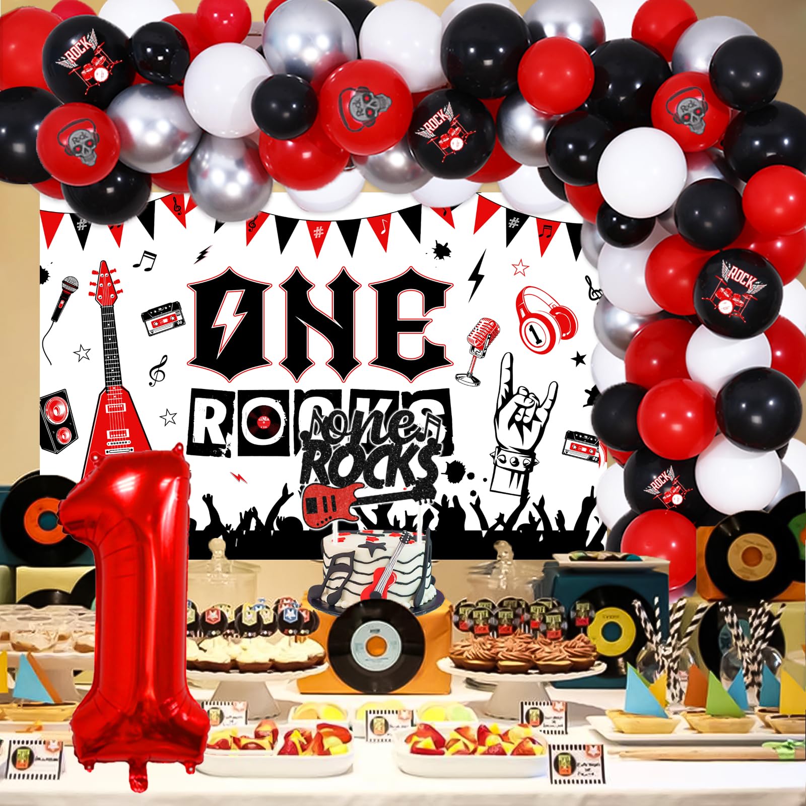 Music Themed 1st Birthday Party Decorations - 38Pc Set With Banner, Balloons & Cake Toppers