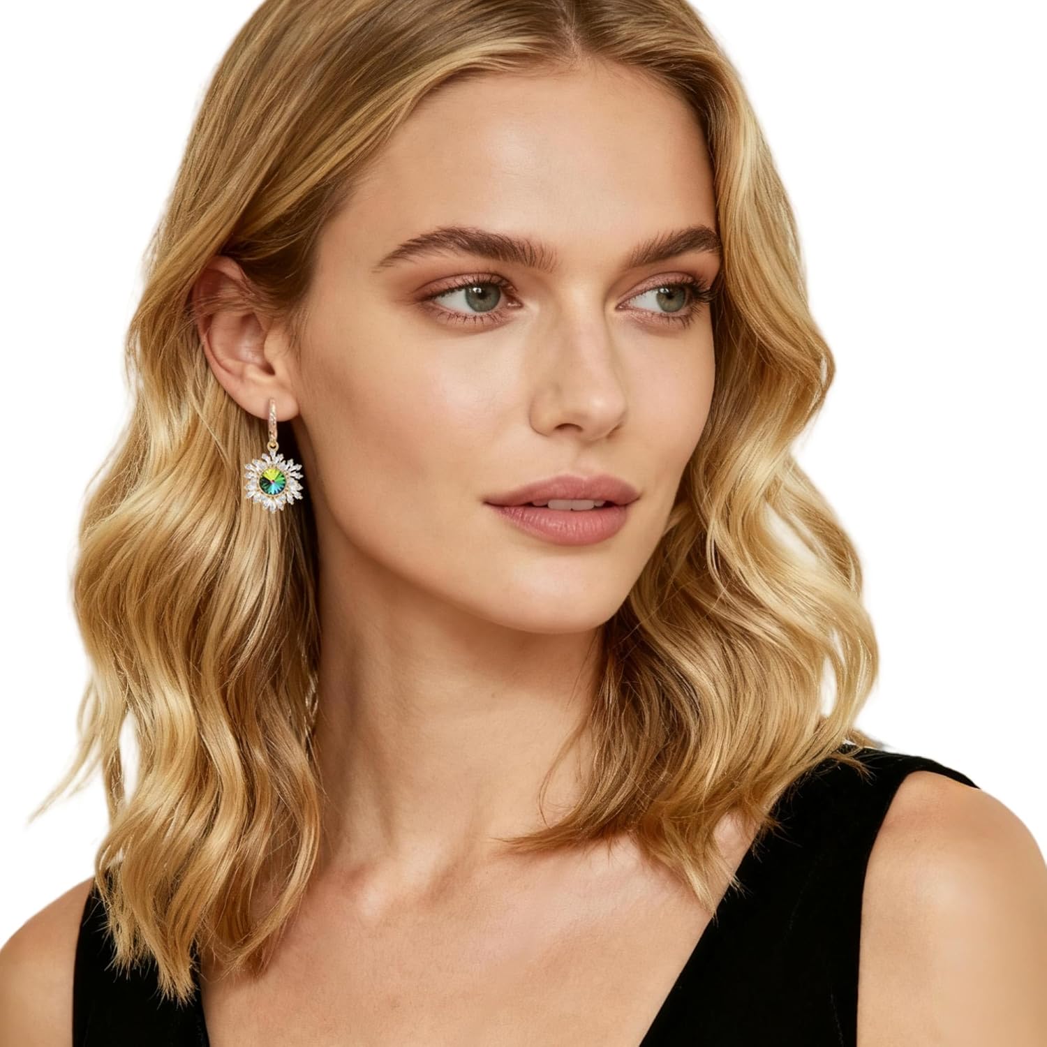 Austrian Crystal Snowflake Drop Dangle Earrings for Women Dangling Christmas Earrings 14K Gold Plated Hypoallergenic Jewelry - Image 3