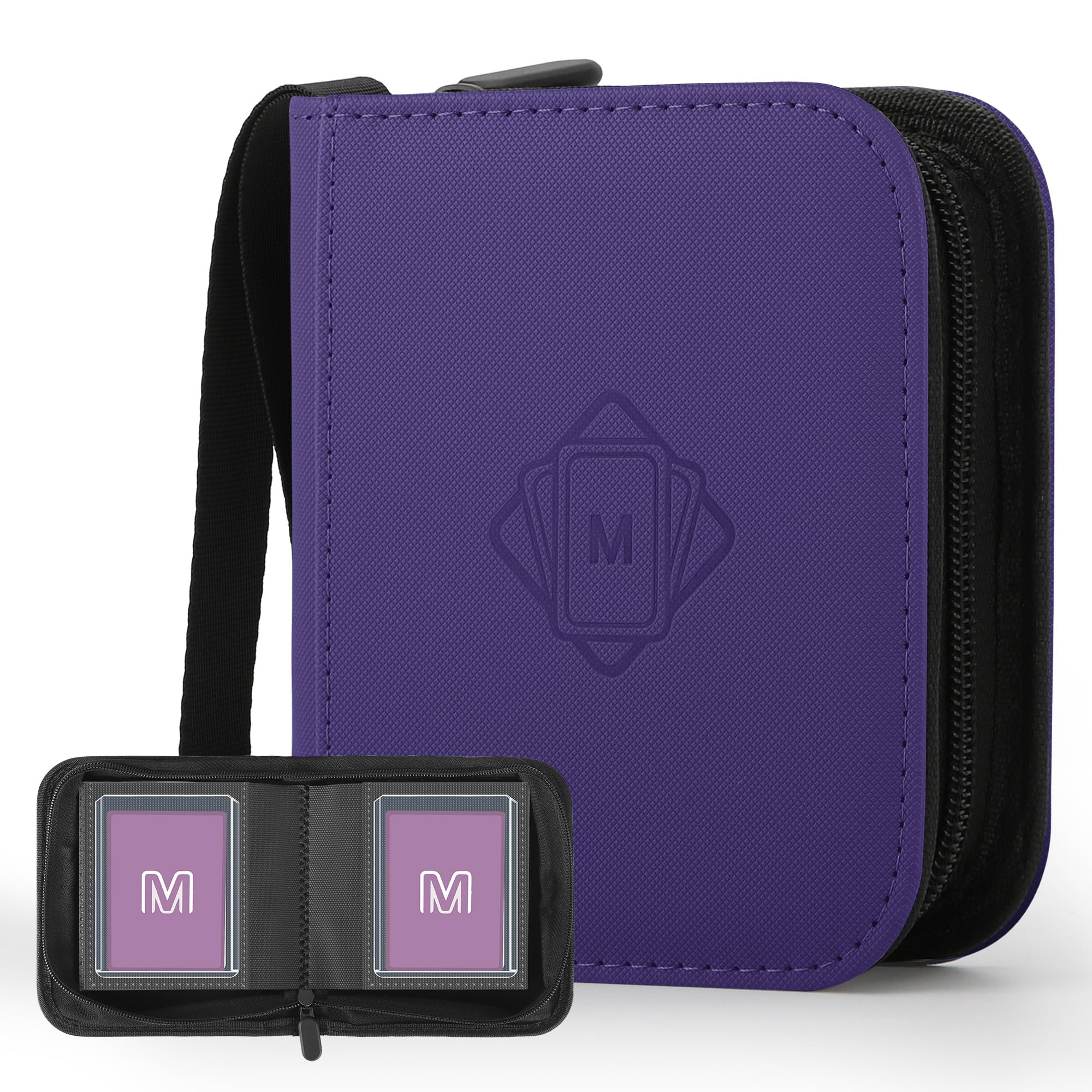 1 Pocket Toploader Binder Holds 40 Cards with 20 Sleeves Collectible Trading Card Album, for 3x4 Toploaders Hard Cases for TCG, MTG, Sports, Baseball, Football, Small Sports Card Book (1Purple)