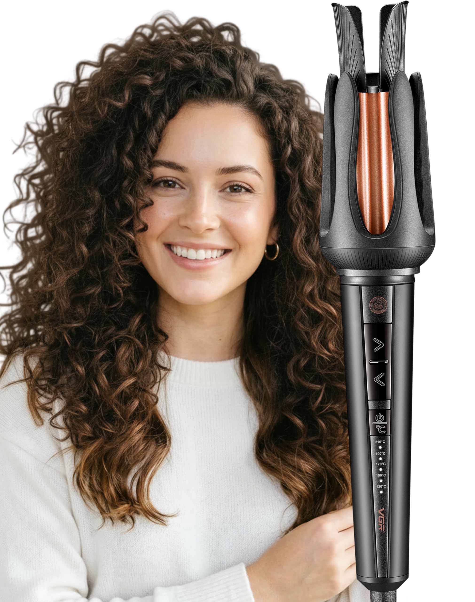 VGR Automatic Hair Curler for Women | Smart 2-Way Rotating Curling Iron | 32mm Ceramic Barrel | 5 Temperature Settings (130–210°C) | Anti-Scald, Tangle-Free & Frizz-Free | Salon Style Curls in 5–10 Mins | Gift for Women-picture-20