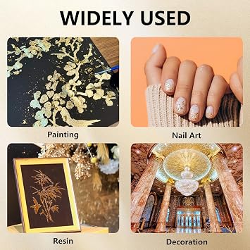 200 Pcs Edible Gold Leaf Sheets and Edible Silver Leaf Sheets,8.5cm Gold Leaf Edible for Cakes,Gold Leaf Kit with Brush & Tweezer for Desserts,Chocolate,Art and Craft,Face Masks and Nail Art