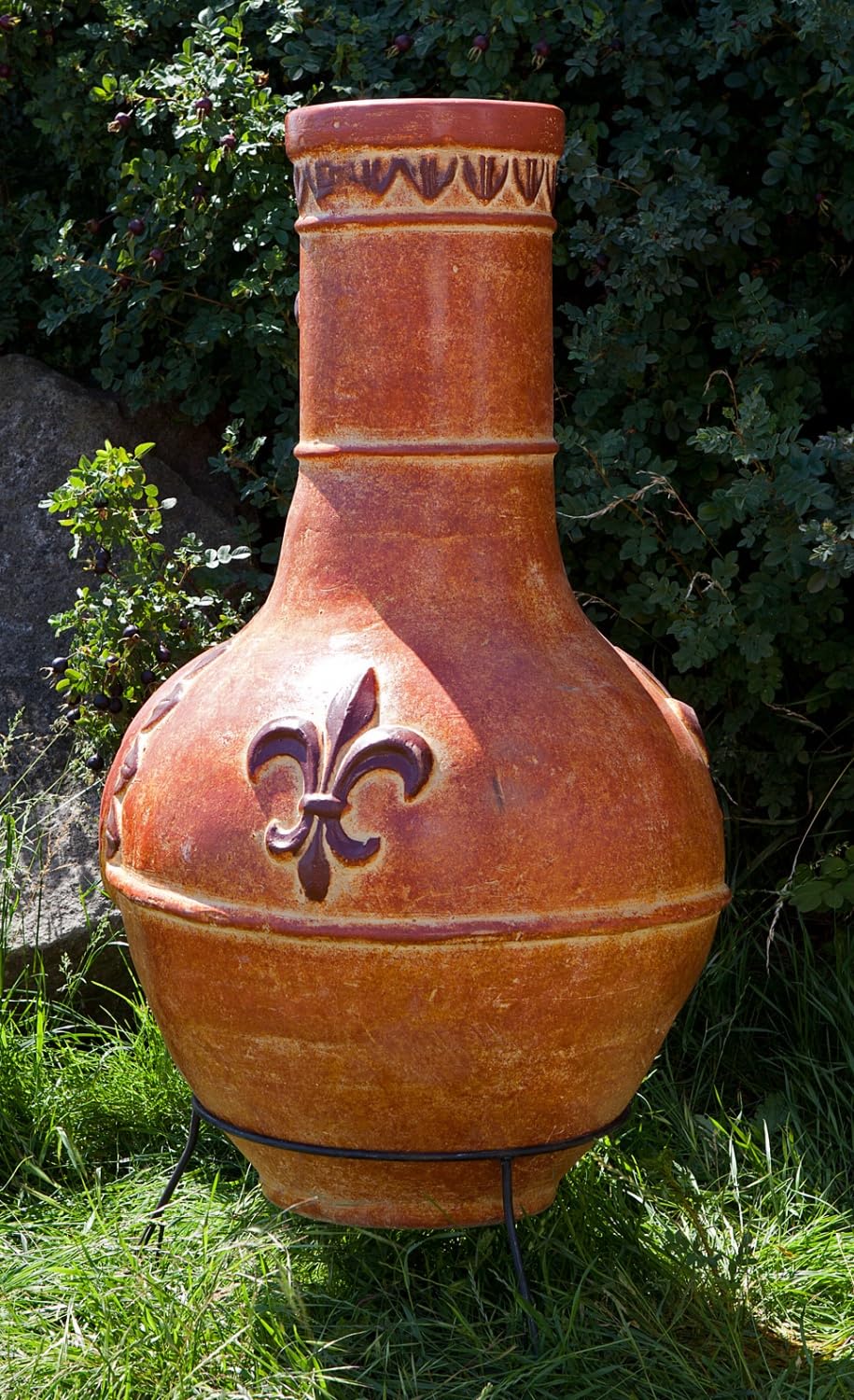 Großer original mexikanischer Aztekenofen - Terrassenkamin aus Mexiko - Aus Terracotta gefertigt und handbemalt