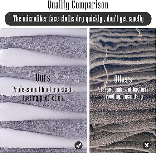 Vista 69 de TENSTARS - Toallas de mano para baño con dobladillo de seda, secado rápido, toalla absorbente de microfibra ultrasuave para baño, fitness, gimnasio