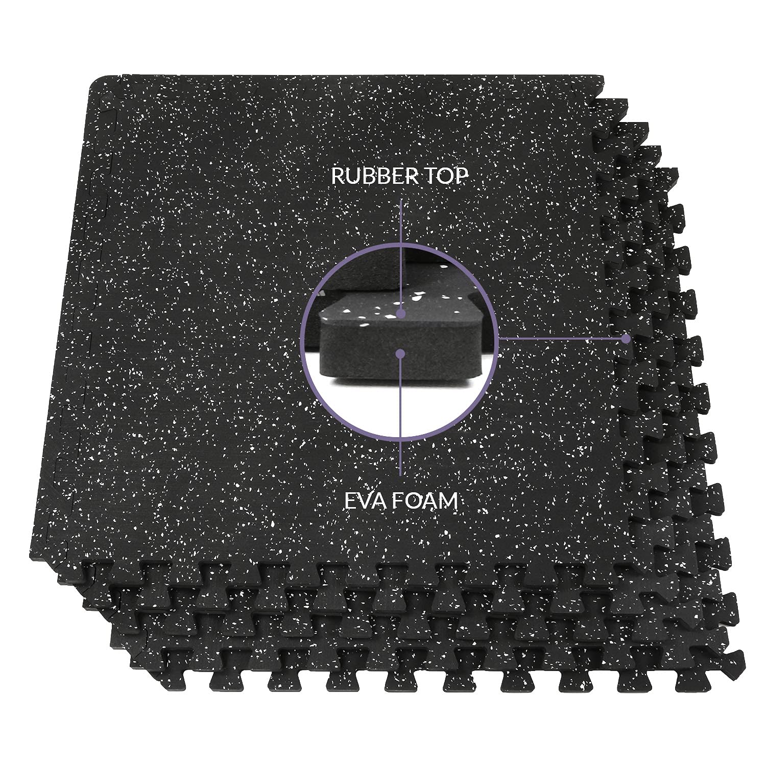 Xspec 1/2" Thick 48 sq ft (12 Tiles) Interlocking Rubber Top EVA Foam