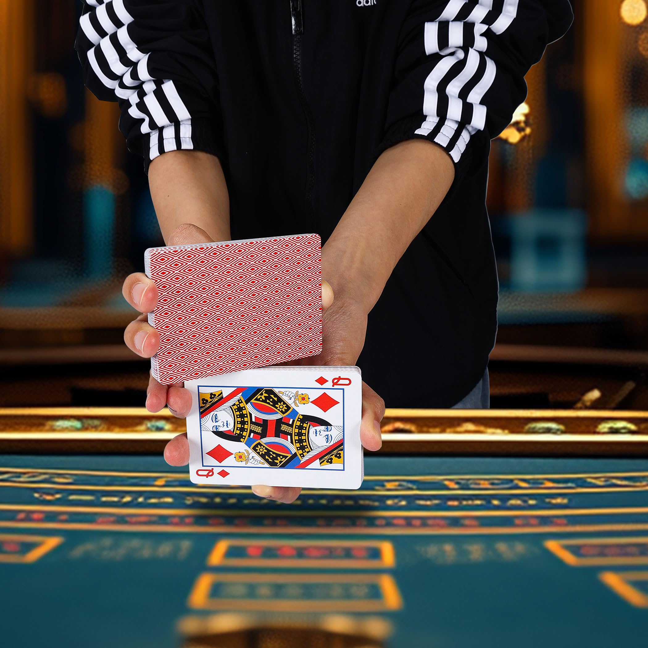 GOTHINK Lot de 12 jeux de cartes à jouer standard avec revêtement en plastique, jeu de cartes de poker de format standard en 6 rouge et 6 bleu, papier de qualité avec construction à noyau bleu, grade