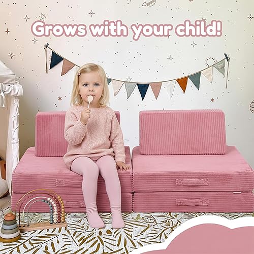 Miniatura 116 de MeMoreCool Sofá modular para niños de 1 a 3 años, 8 piezas de dinosaurio que brilla en la oscuridad, sofá de espuma para niños, juego convertible