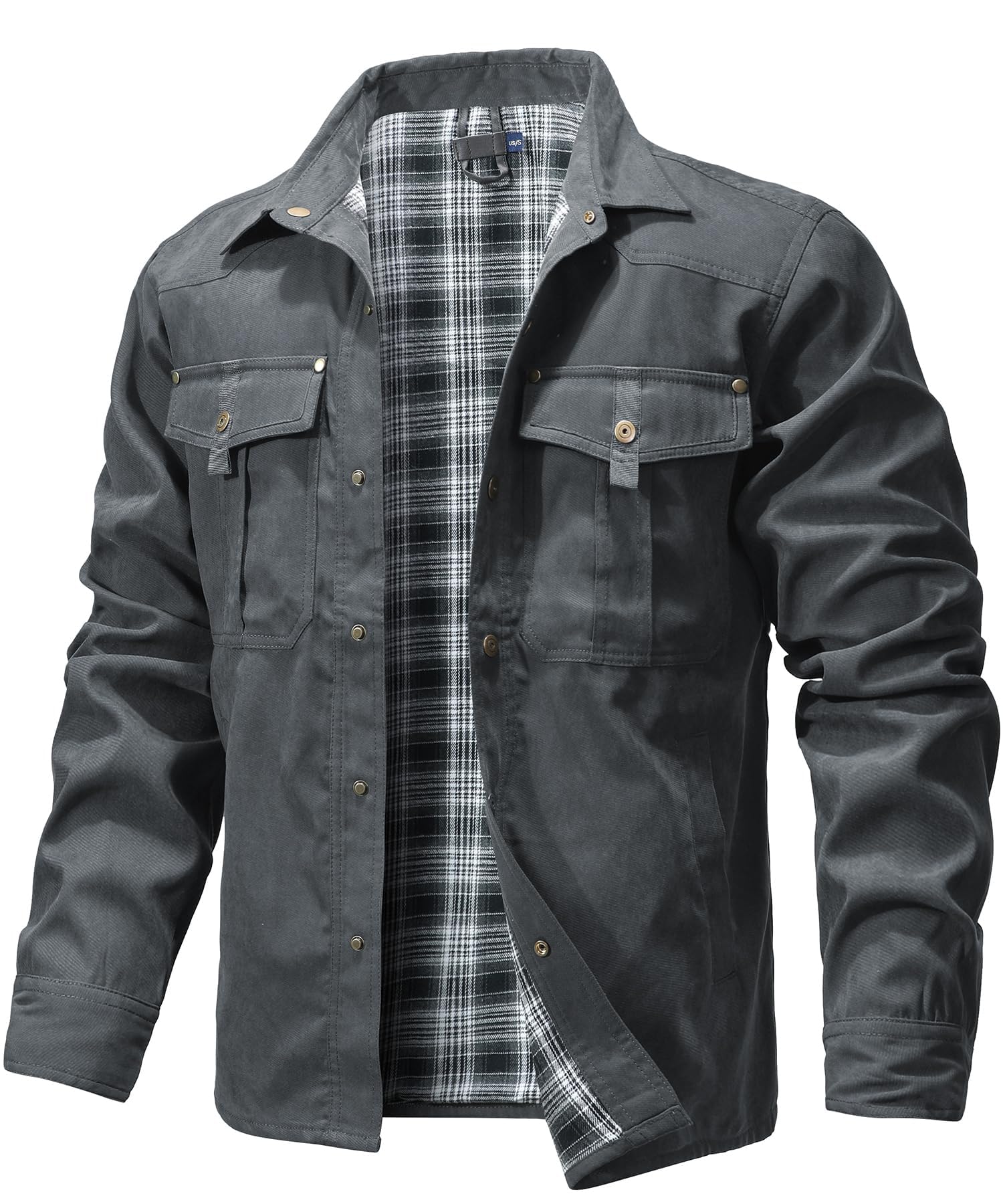 Zaitun Herren Flanell gefüttert Jacke Jacke kariert gebürstet Futter Cowboy Western Twill Outdoor Shirt Jacke