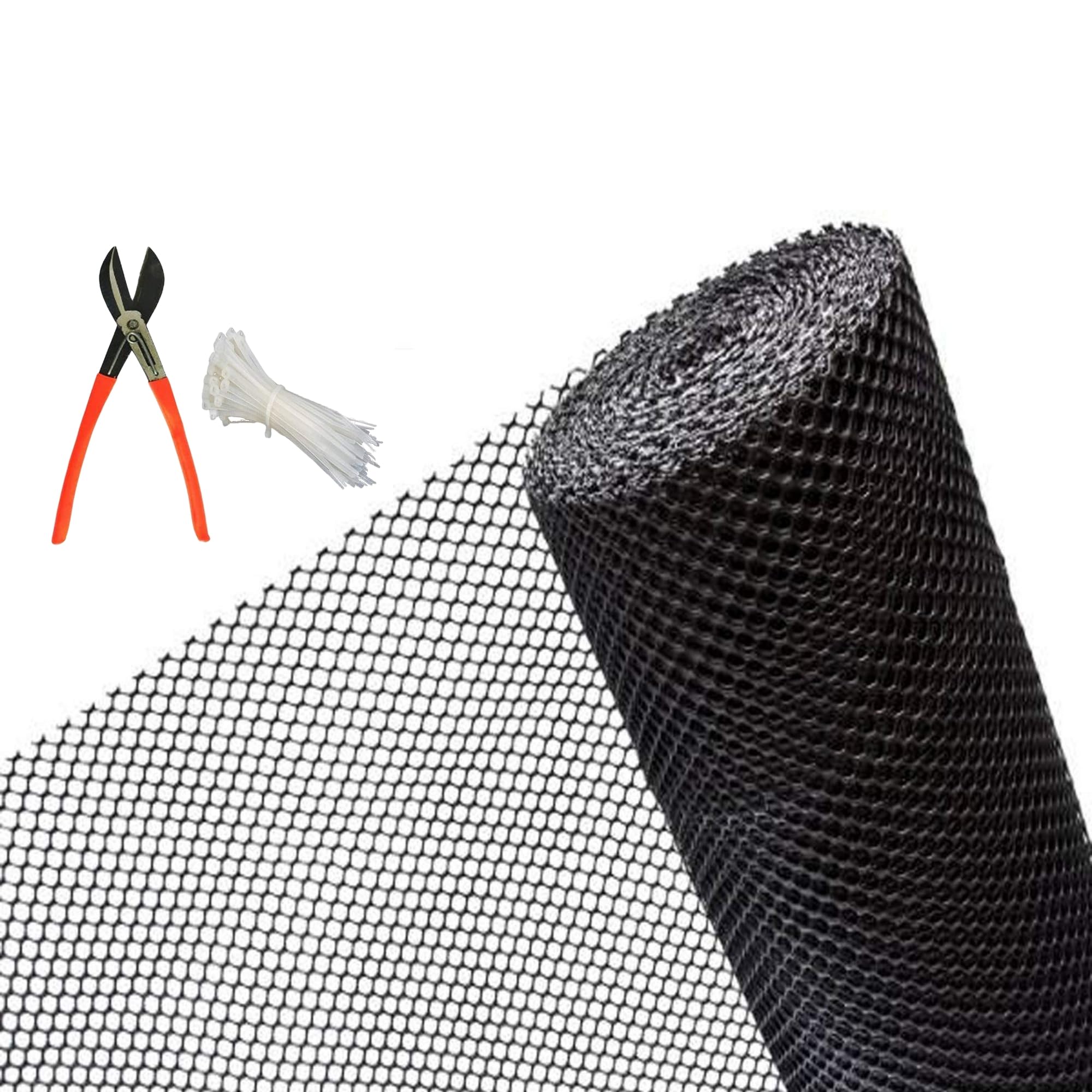 Tree Guard Net, Garden Fencing Net Virgin Plastic with 1 Cutter and 50 PVC Tags (Black, 4 ft x 5 ft)