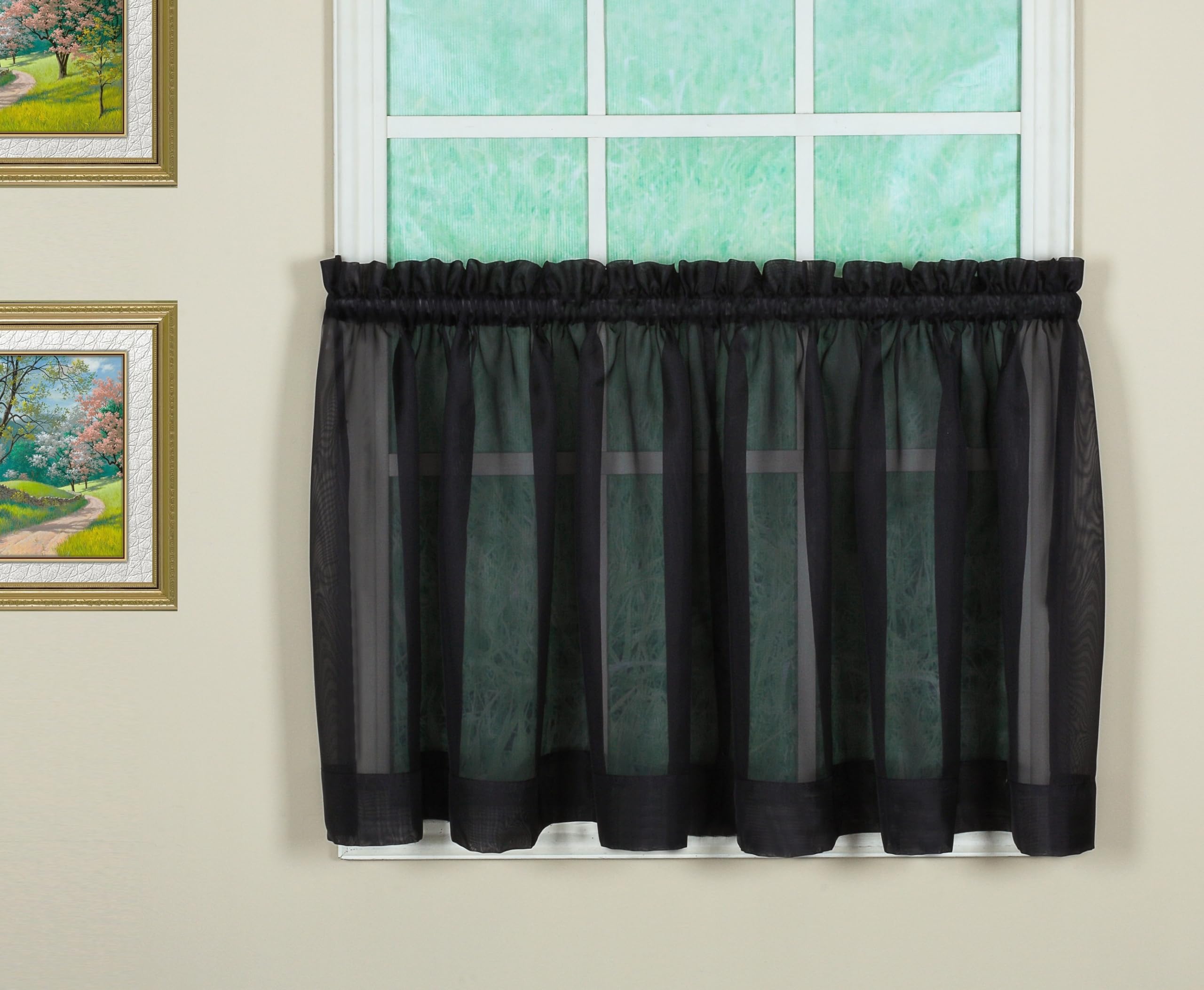 Today's Curtain Emelia Original Voile Tier Pair 36", Black, 60"W x 36"L — image 1