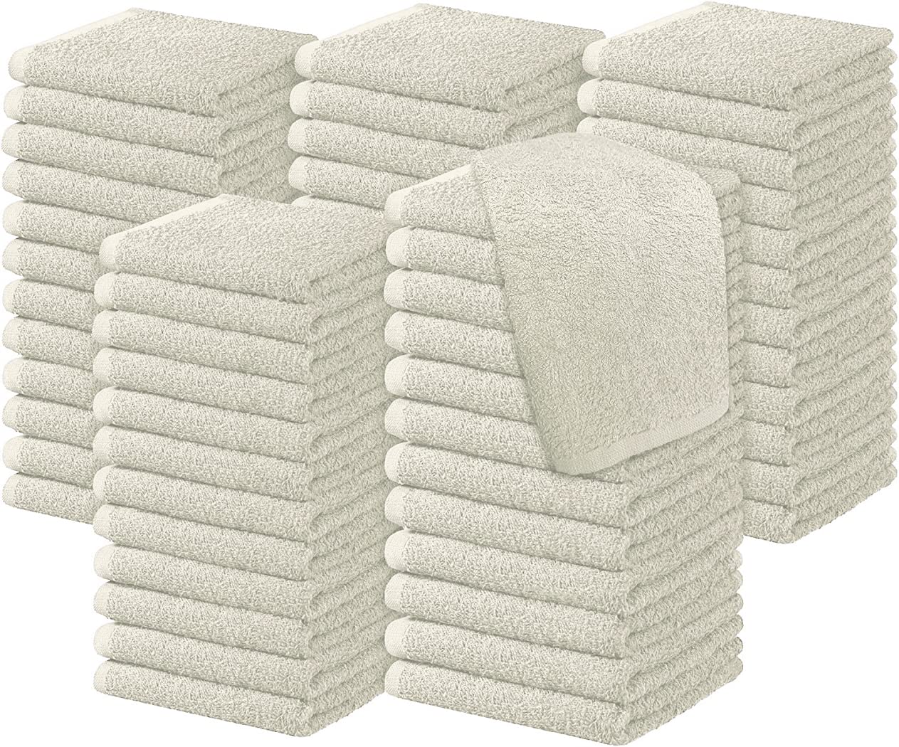 Diamond Tex Pack of 6, 12, 24, 36, 48, 96 Face Cloth 100% Egyptian Cotton Soft Flannels Set Quick Absorbent Washcloth 500-GSM Gym, Golf Hand Wash Towels 30x30cm (Cream, 36)