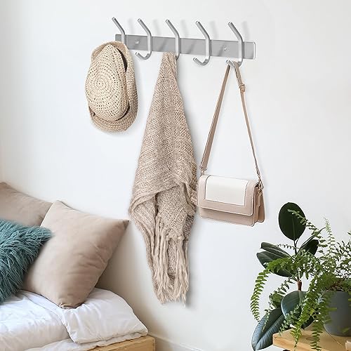 Miniatura 6 de GlazieVault Perchero de pared de acero inoxidable (paquete de 2) - Ganchos resistentes para sombrero, toalla, batas, chaqueta, ropa, baño, colgador