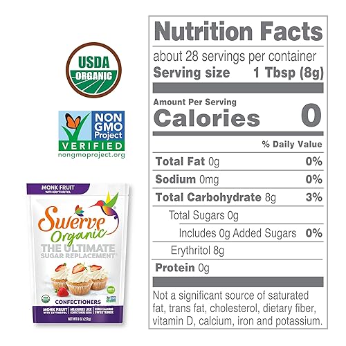 Miniatura 2 de Swerve Organic Monk Fruit Blend - Edulcorante de reemplazo de azúcar, 8 onzas (paquete de 1)
