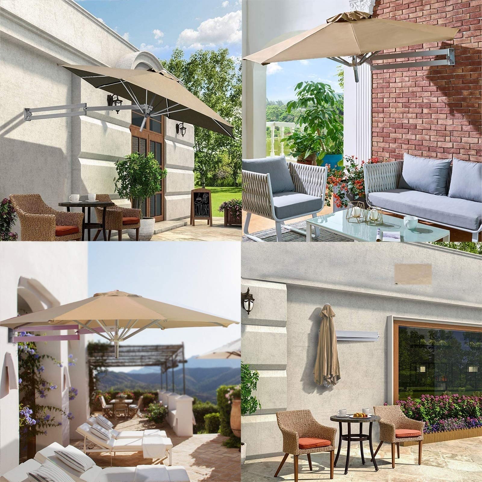 Parasol ogrodowy Parasol ogrodowy Duży aluminiowy parasol ścienny, 8-stopowy pochylany parasol tarasowy z 8 żebrami, baldachim z poliestru do ogrodu/basenu/na zewnąt