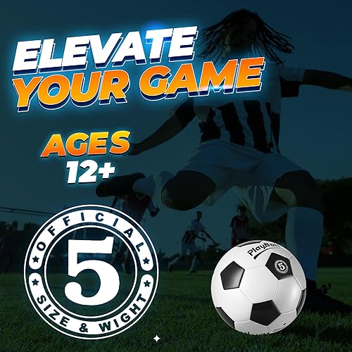 Miniatura 3 de Balón de fútbol tamaño 5  Balones de fútbol de tamaño oficial con bomba en blanco y negro clásico para niños, jóvenes y adultos, deportes de