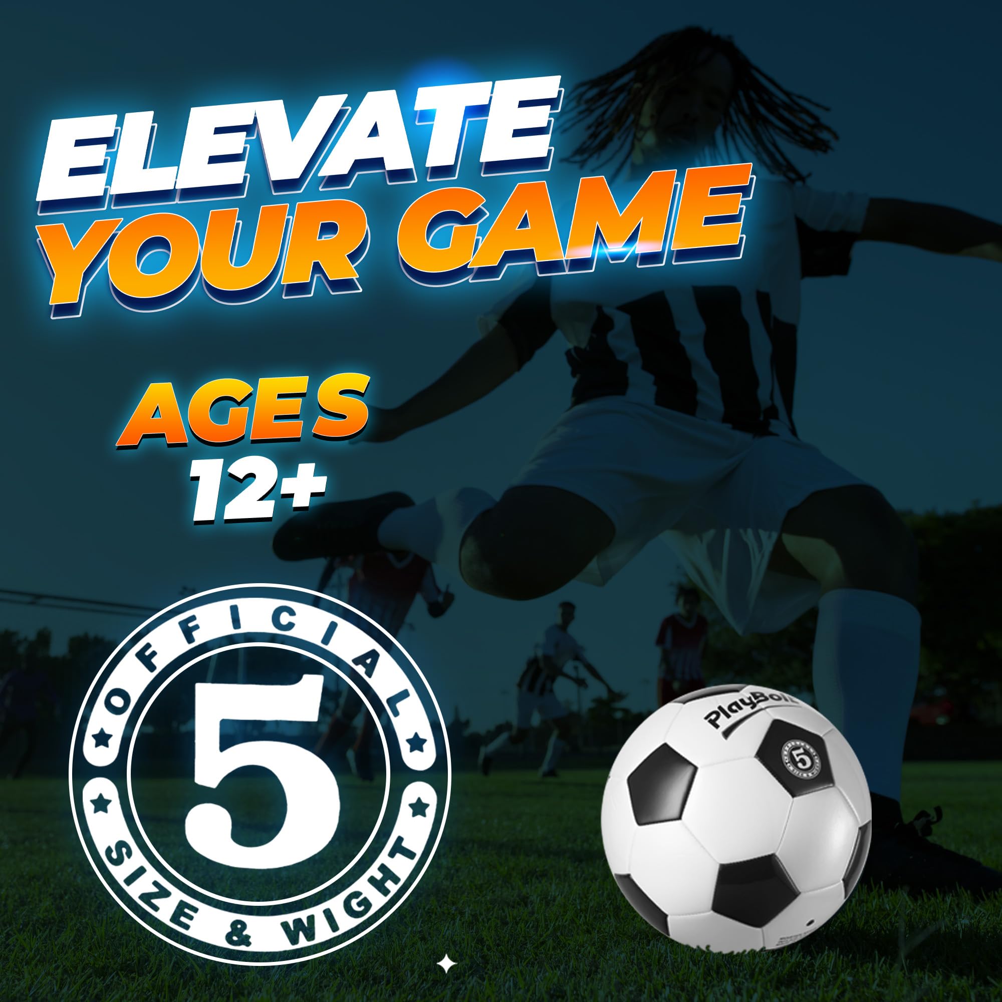 Soccer Ball Size 2/3/4 or 5 - Premium PVC Leather Cover - Youth Soccer Balls with Pump - Sports Training, Practice, Match & Game Ball for Kids, Toddlers, Teens & Adults (Pack of 1 or 4)