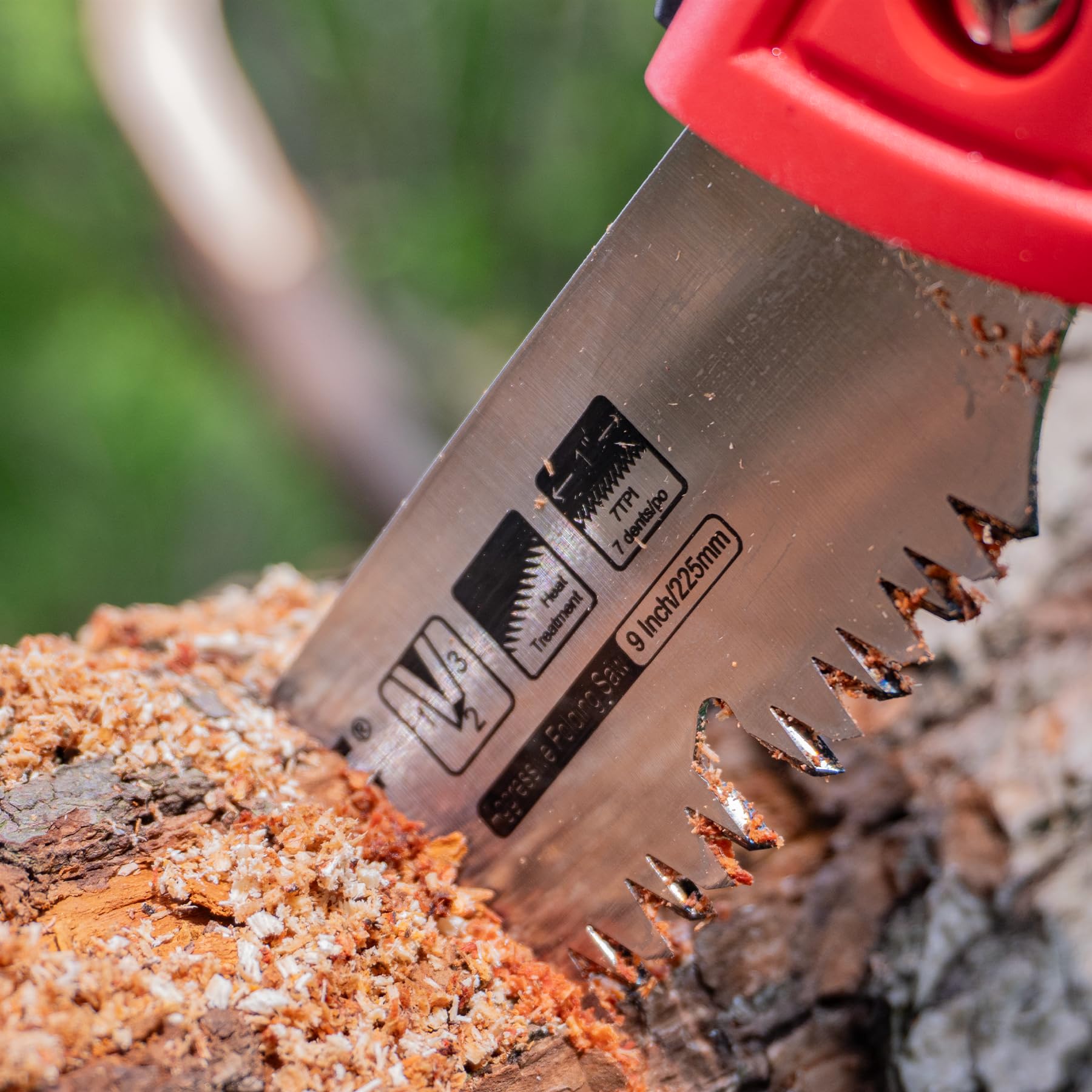 HAUTMEC Sierra de podar de 230 mm, sierras de mano plegables para cortar madera, árboles, sierra de jardín con goletas profundas, hoja SK5 y mango de goma antideslizante para ramas, camping y
