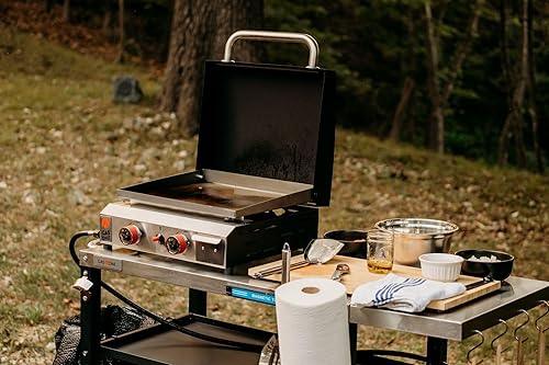 Miniatura 7 de GasOne - Mesa de parrilla de acero inoxidable, carrito de parrilla rodante de 44 x 20 pulgadas, mesa auxiliar multifuncional para exteriores con