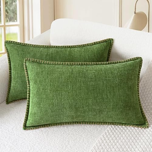 CaliTime - Juego de 2 fundas de almohada de algodón con color liso, felpilla suave y costuras en los bordes para decoración, sofá, sillón, casa y