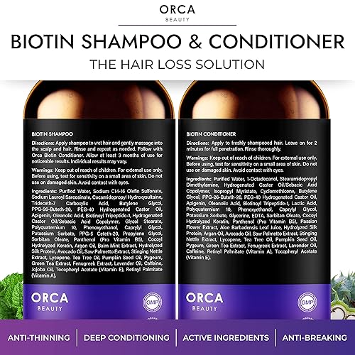 Miniatura 2 de Champú y acondicionador de biotina para adelgazar el cabello y la pérdida de cabello  Champú y acondicionador diario para mujeres para pérdida de