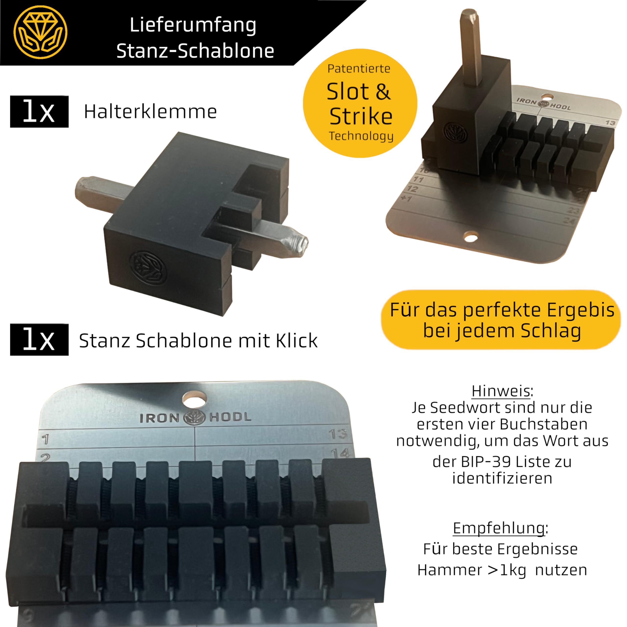 Bitcoin Wallet Plaat IRON HODL Steel Wallet Graveerstift Goud + Testplaat  Hardware Wallet Back-up