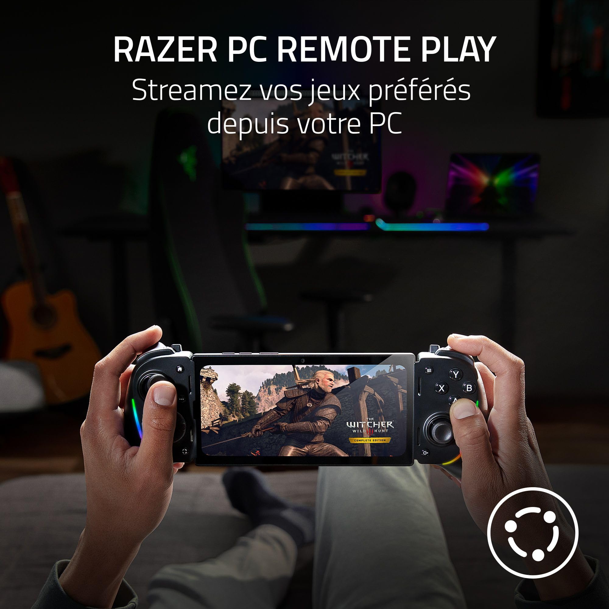 Razer Kishi Ultra - Contrôleur de jeu USB-C pour iPhone, smartphones Android et iPad Mini (haptique Sensa HD, Chroma RGB, chargeur passthrough, boutons Mecha-Touch et D-Pad, jeu mobile) Noir