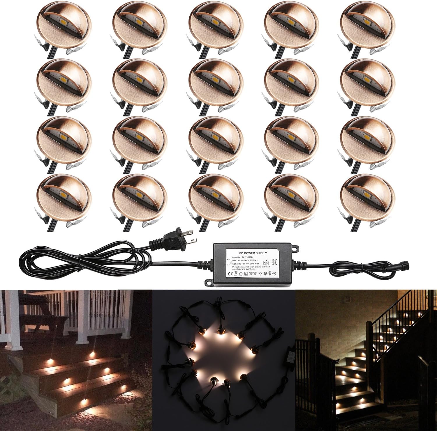 🔥 Cаѕhbасk uр tо 70% QACA LED Stair Light Low Voltage Waterproof IP65 Outdoor 1-2/5" Recessed Wood LED Deck Lighting Yard Garden Patio Step Landscape Pathway Decor Lamp (20pcs, Warm White)