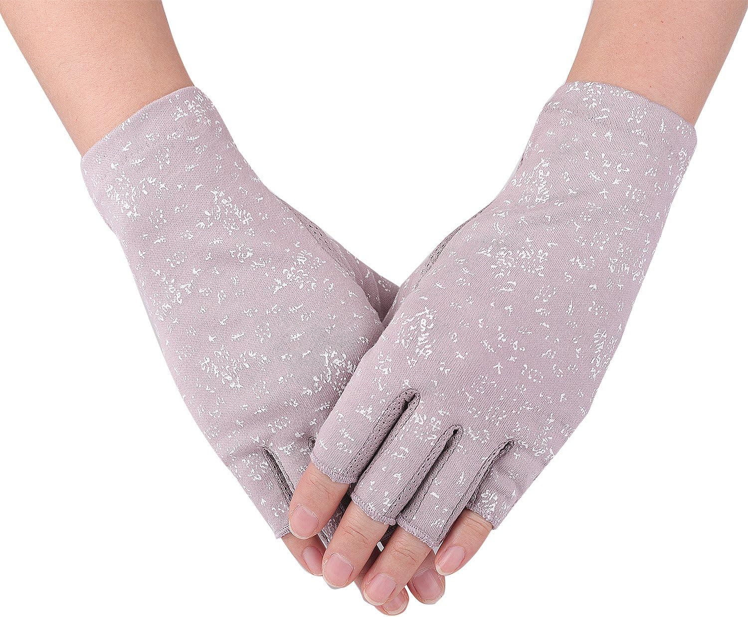 Flammi Women's Fingerless Sun Gloves Non Skid Cotton Driving Gloves UV Protection