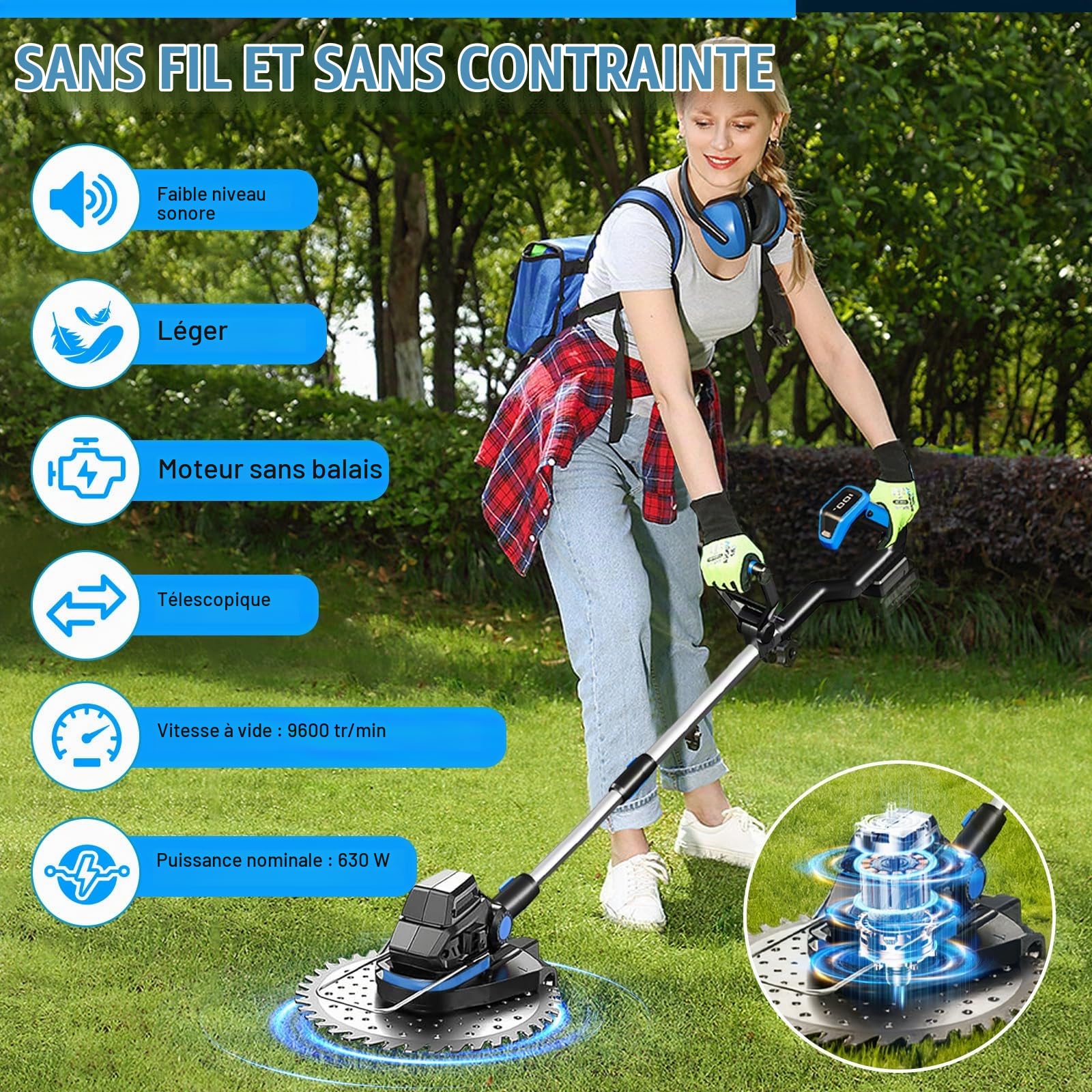 Débroussailleuse sans Fil pour Makita 18V (sans Batterie)