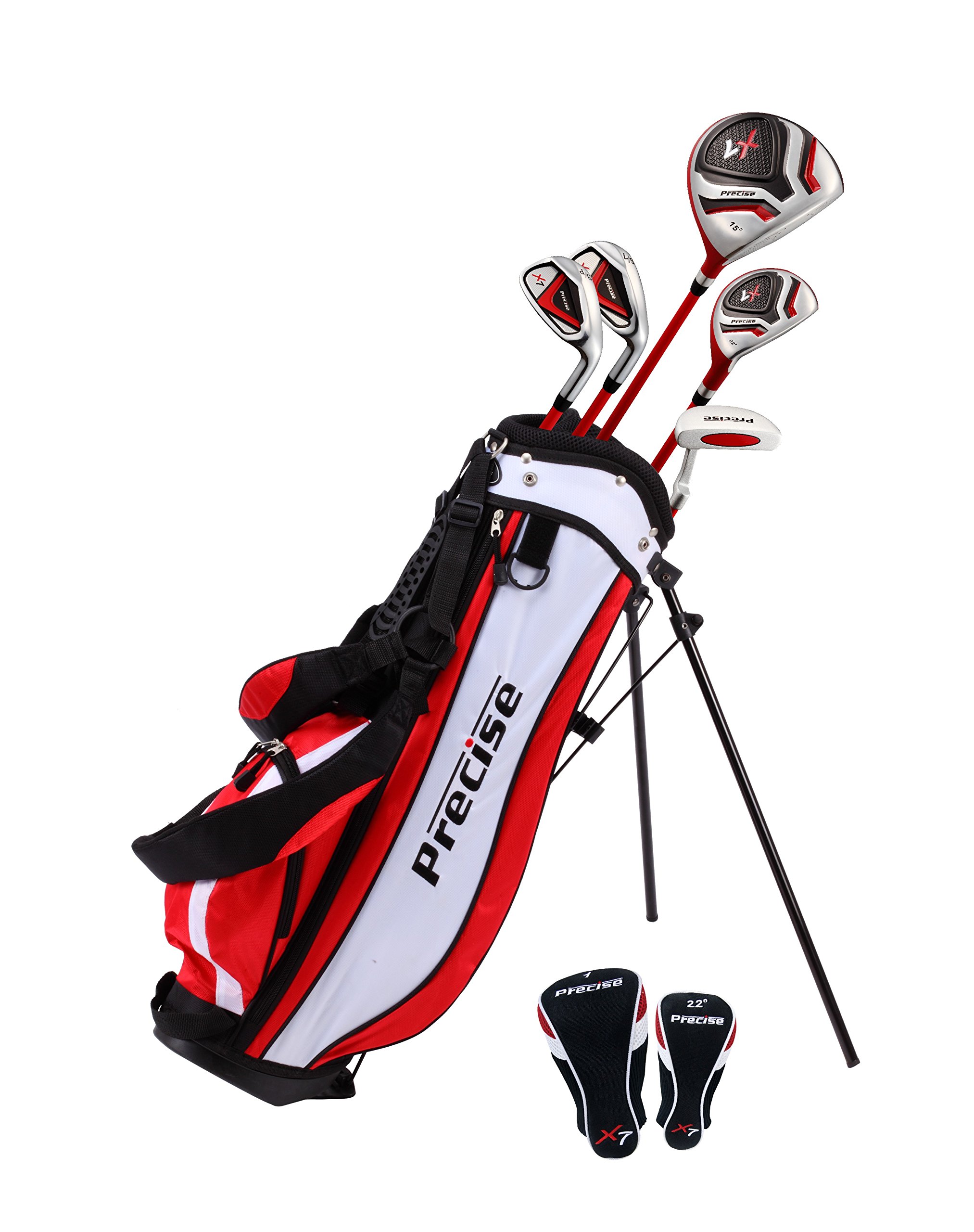 Precise X7 Kids Golf Clubs Set for Ages 3-5, 6-8, 9-12 | Right/Left Hand Girls & Boys Golf Clubs with Lightweight Graphite Shafts, Hybrid & Stand Bag