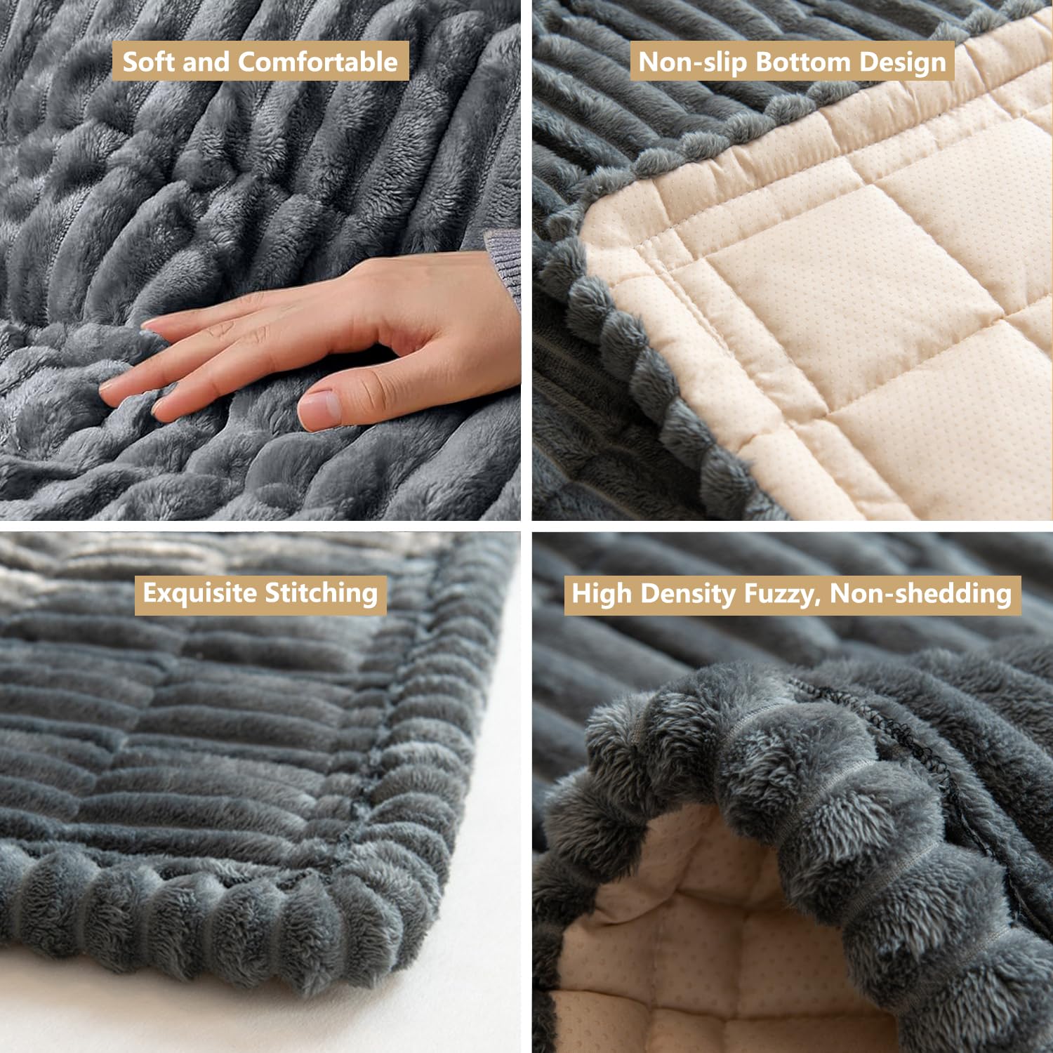 Dog Bed Mat for Car Backseat Extender, Non-Slip Pet Bed Mat for Car Back Seat Protector Cover, Furry Dog Couch Cover, Washable Travel Dogs Bed for Cars, SUVs, Sedans. (51" x 24") (Dark Grey, M) - image 4
