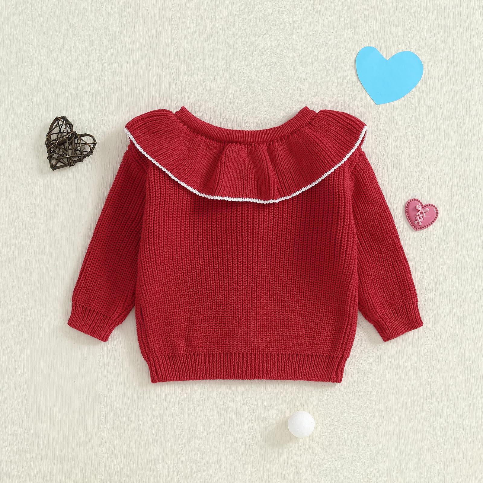 GXNRHG Cardigan Lavorato a Maglia per neonata. Simpatico Ricamo a Cuore, Manica Lunga, Maglione Grosso, Abbottonato. Maglieria per San Valentino