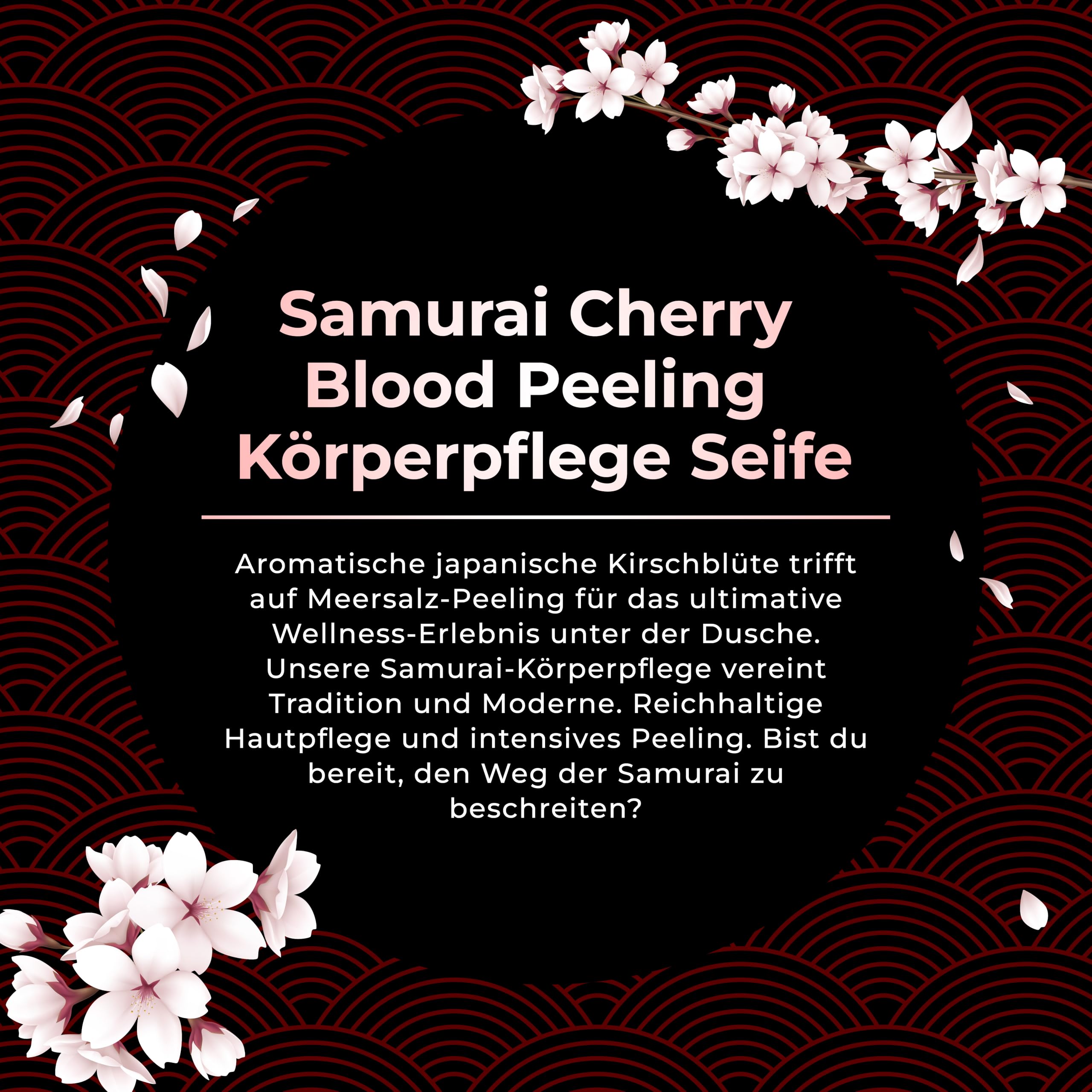 MEDUNA Samurai Cherry Blood 5er Pack Peeling-Seife Männer Mens Natural Shower Soap, Naturkosmetik, Naturseife, 100g, keine chemischen Zusätze, vegan, tierversuchsfrei