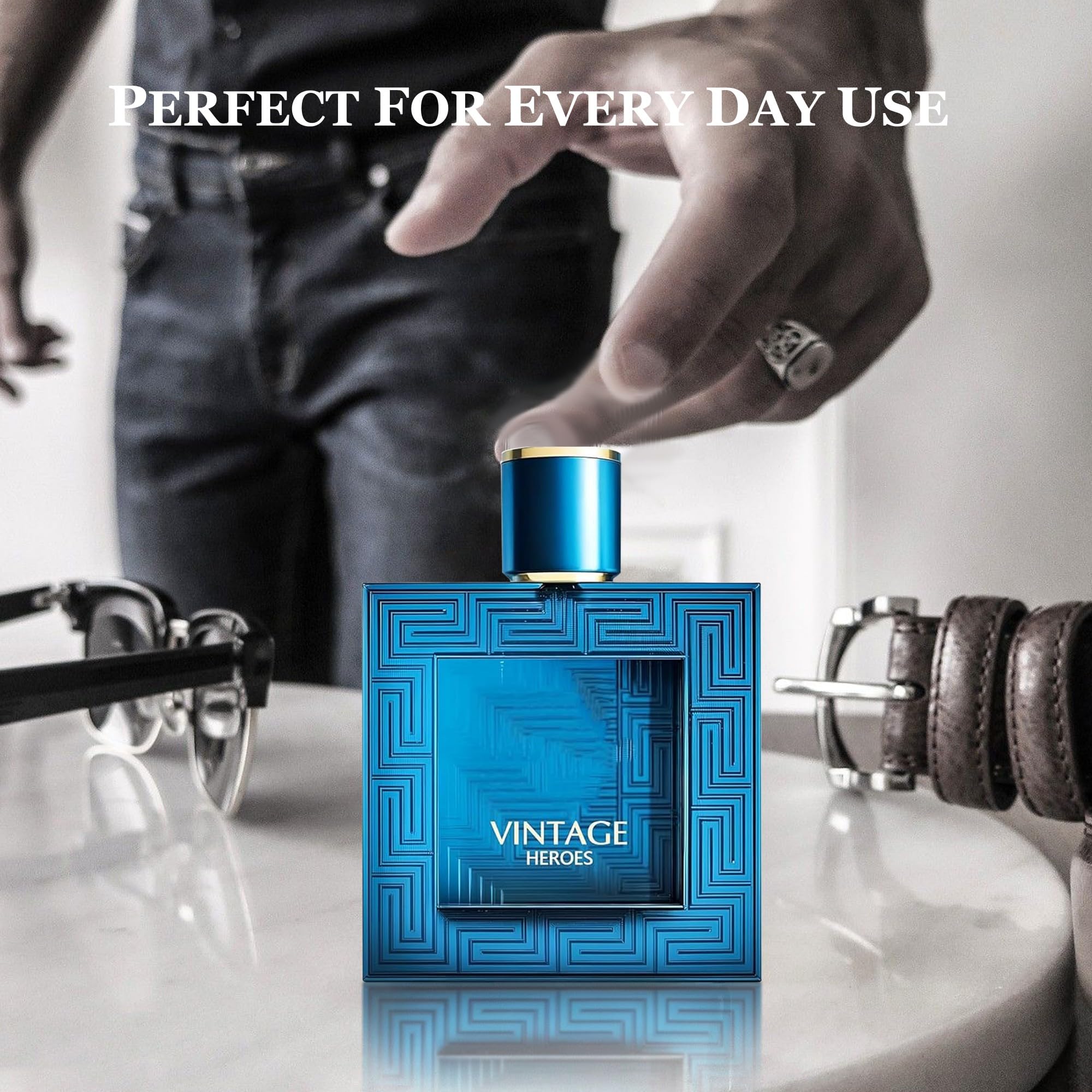 Men Cologne Set (3.4oz/100ml x 2PCS) Eau De Perfume Natural Spray Notes of Woody, Spicy, Citrus & Aromatic Long Lasting Fragrance for Daily Use (VintageH&Hunter Noir)