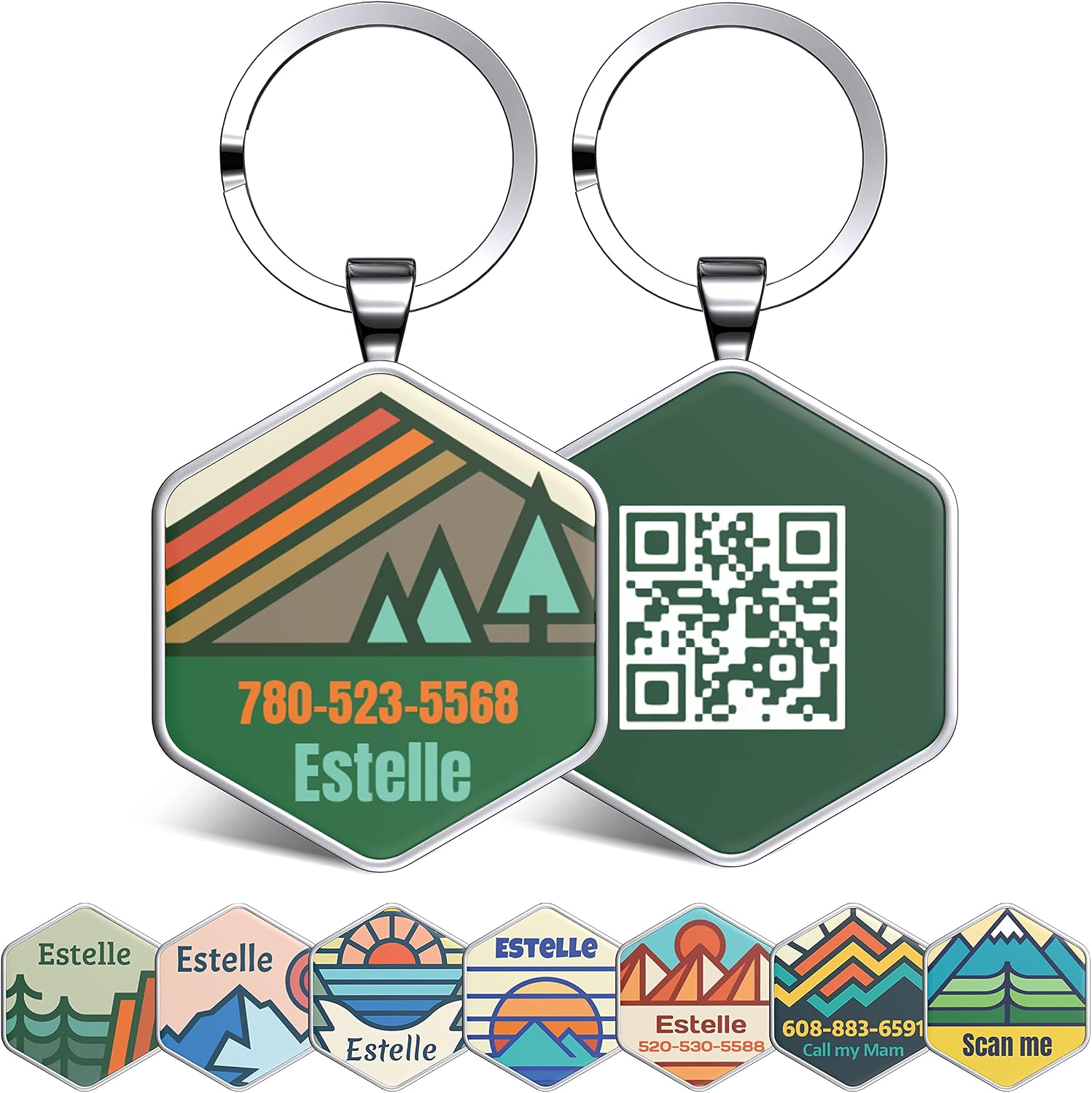 KEKID QR Code Dog Tag, Pet ID Tags, Front Customizable Text, Back Provide Custom Web Page, Unique Information Display/Modifiable