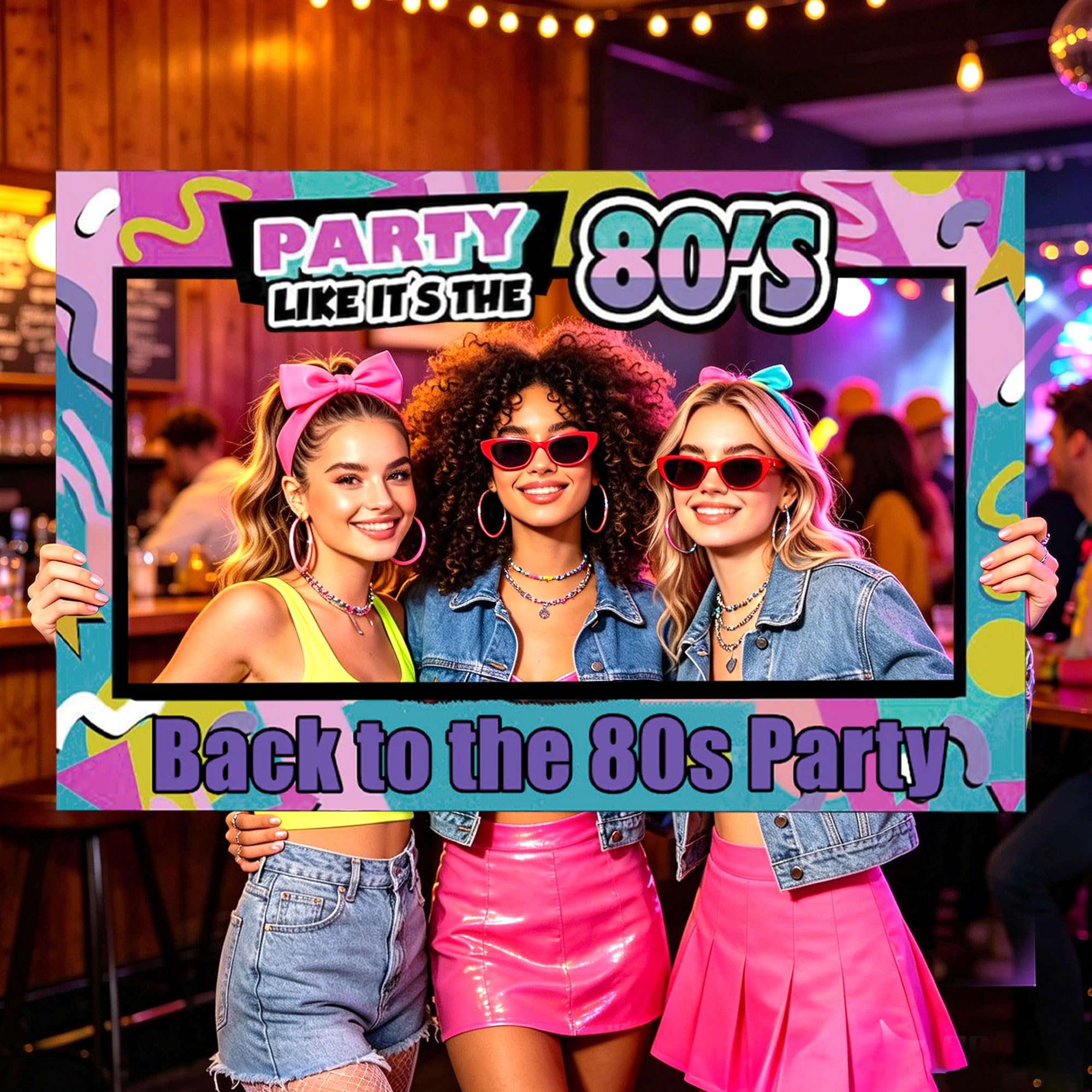 LaVenty Back to 80s Photo Booth Frame and Photo Props