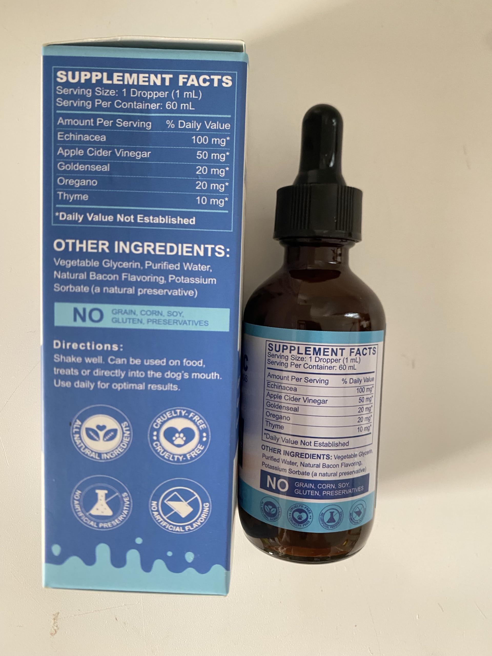 Antibióticos naturales para perros - 60ML gotas para la tos para perros - Alivio de picazón en la piel - Alivio de alergias - Fortalecimiento del sistema inmunológico - Con ingredientes