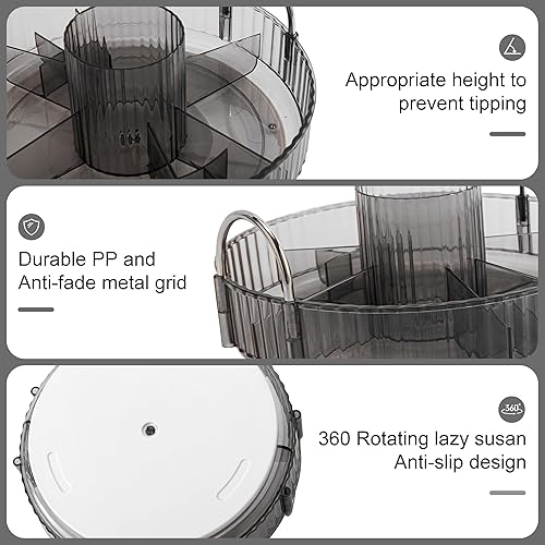 Miniatura 4 de YCIA&DONE Organizador de maquillaje giratorio para tocador, almacenamiento de maquillaje de gran capacidad, estante para el cuidado de la piel,