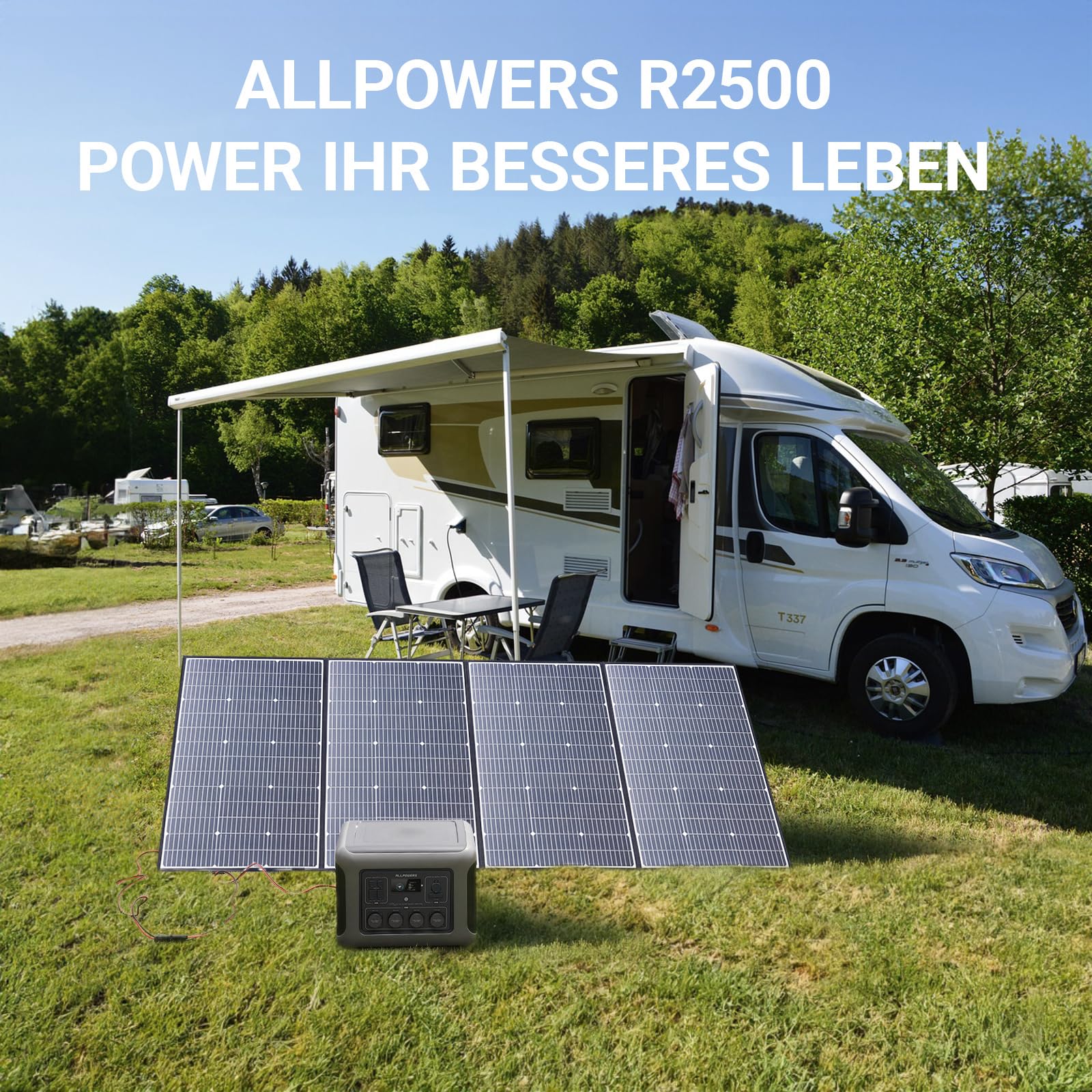ALLPOWERS R2500 V2 Tragbare Powerstation mit Solarpanel 200W SE200, 1920Wh Solargenerator mit 4x 2500W Ausgang, LiFePO4 Batterie Schnellladung für Camping, Wohnmobil, Off-Grid, Stromausfall | 1920Wh LiFePO4 Batterie Solargenerator, 100W USB-C Schnellladun