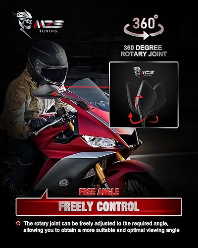 Miniatura 5 de MZS Espejos retrovisores de motocicleta de carreras, espejo retrovisor ajustable, accesorios negros compatibles con YZF R3 R25 YZF-R3 YZF-R25