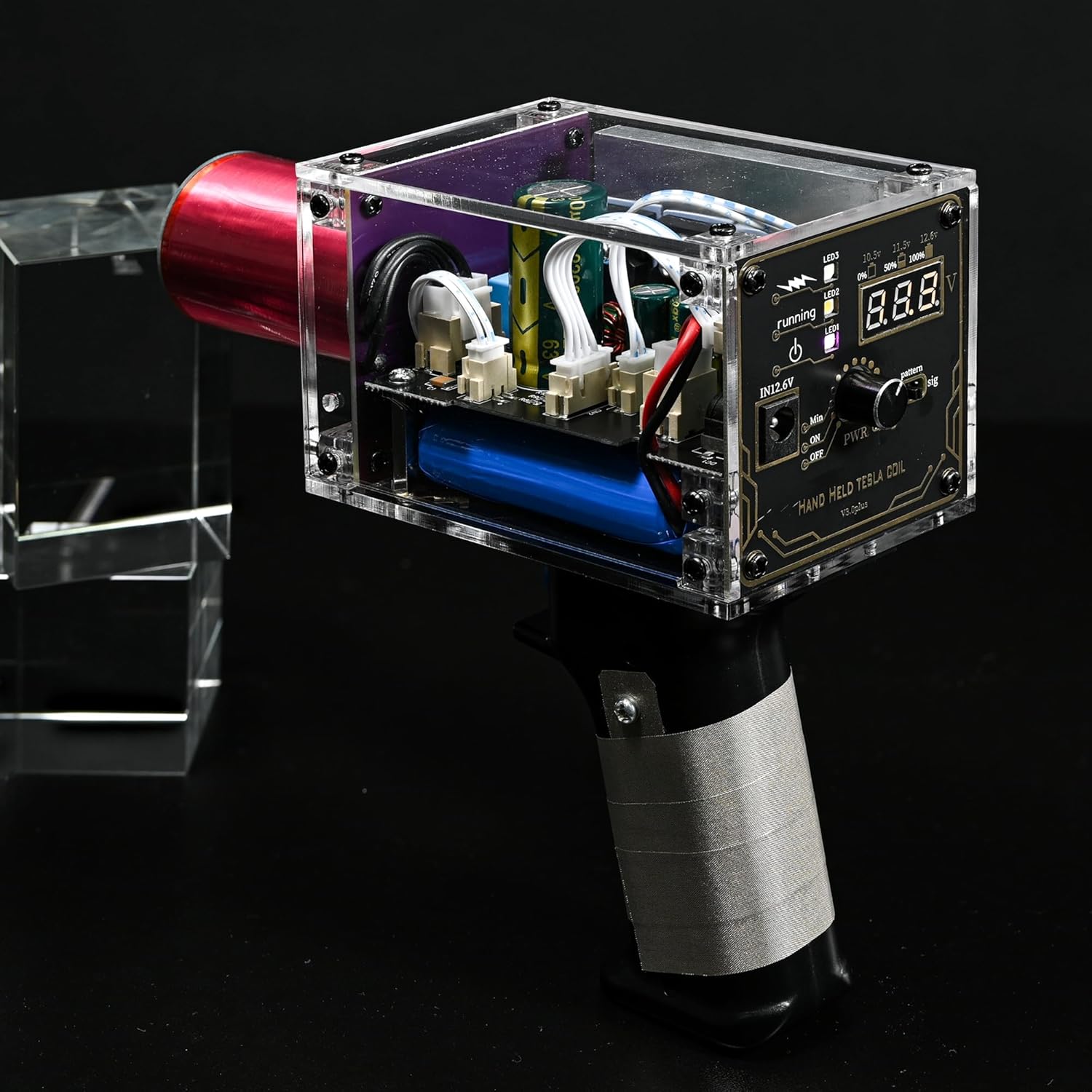 Tesla Coil Gun, Upgraded Handheld Tesla Coil Kit, Portable Rechargeable Mini Arc Generator for Tesla Coil 10000 Times Arc Generating Safe Electronics Trigger