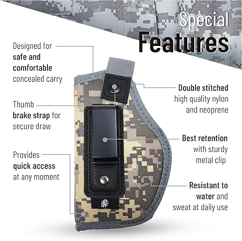 Miniatura 5 de IWB Gun Holster by PH - Concealed Carry Soft Material - Soft Interior - Fits M&P Shield 9mm.40.45 AutoGlock 27 29 30 33 42 43  Ruger LC9, LC380 -