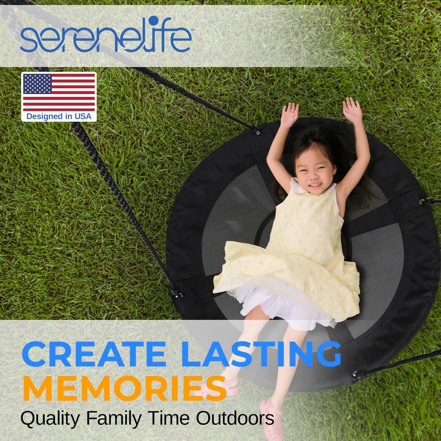 SereneLife Tree Swing Seat, Large Round Saucer Kids Swings, Adults and Kids Nest Swing, Durable Frame, 270kg Capacity - Image 7