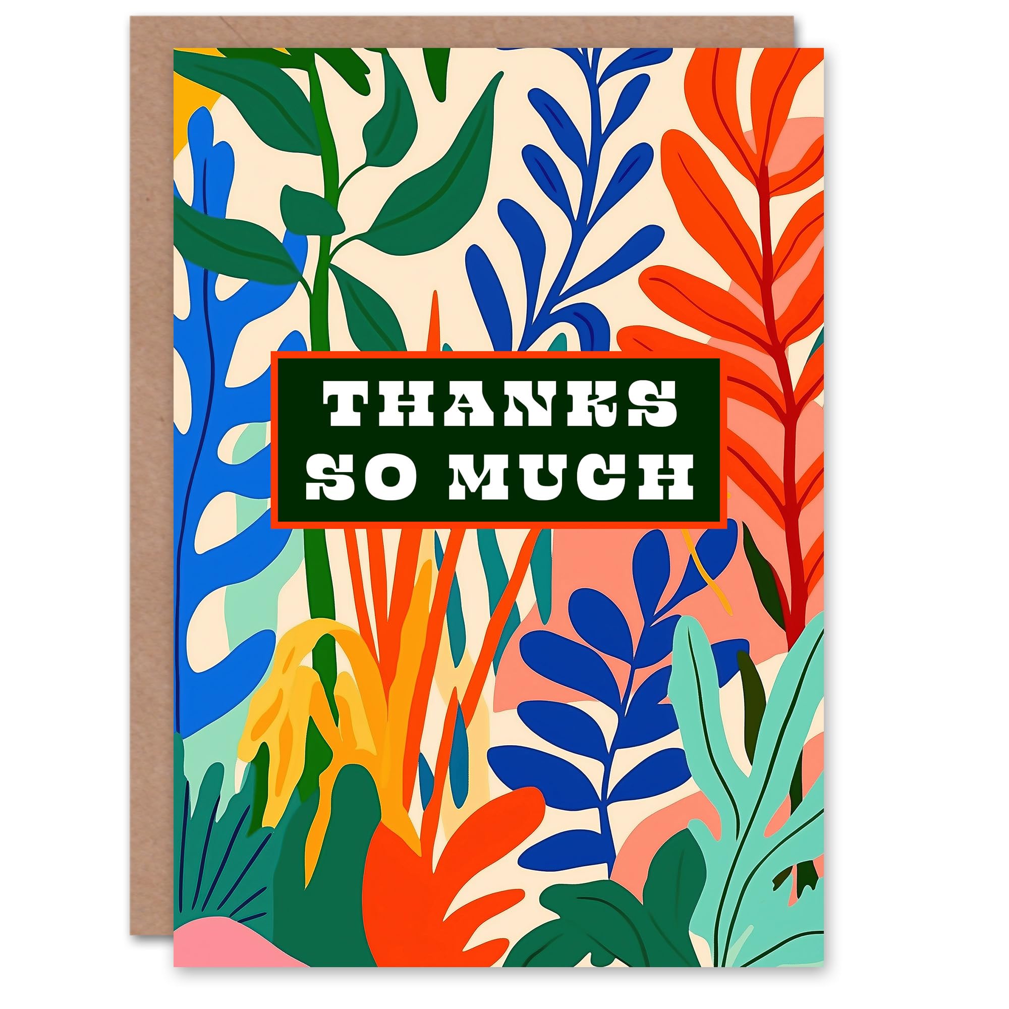 Artery8 Thank You Card Thanks So Much Plant Lover Bold Botanical Leaves Blank For Him Or Her Art Greeting Card