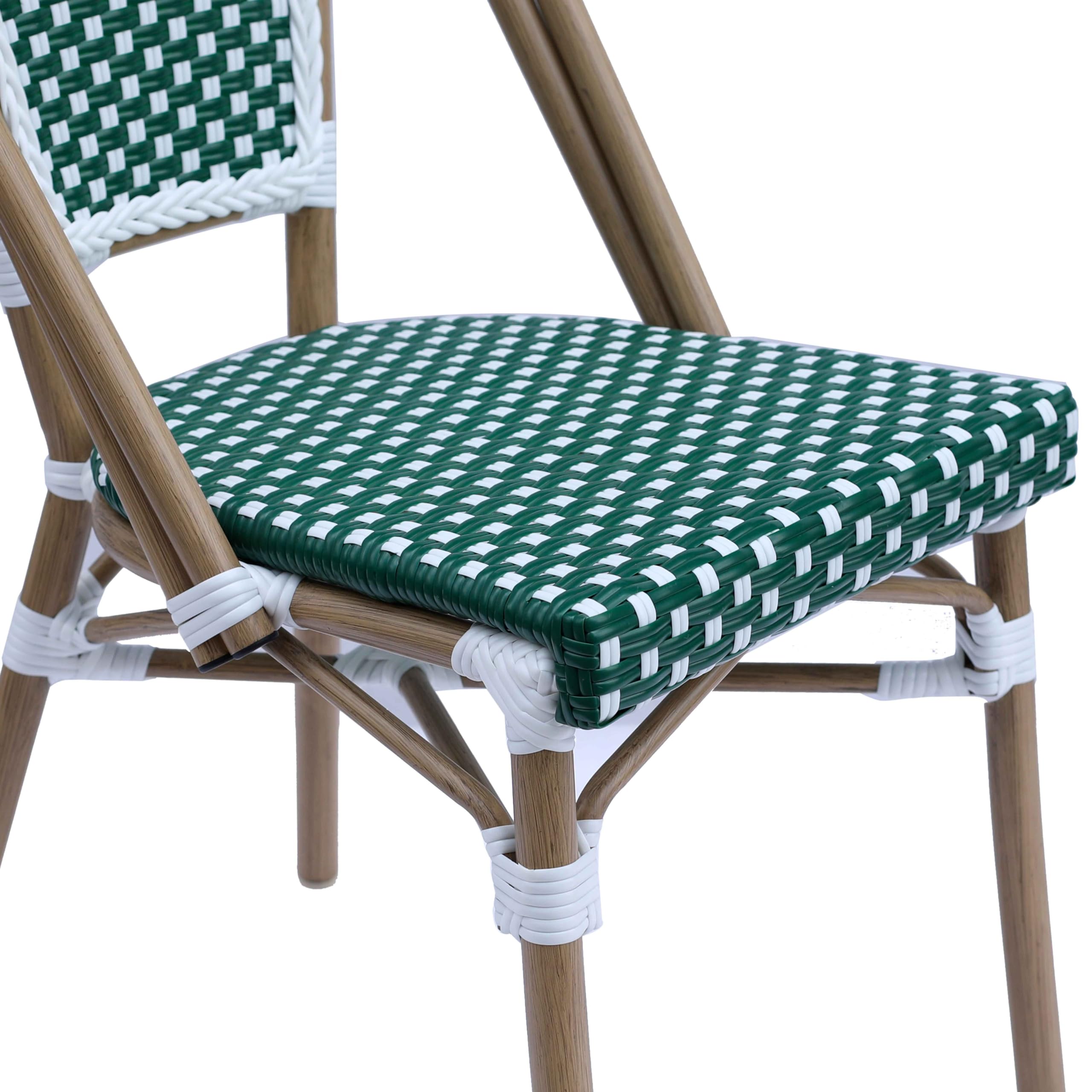 Oviala Chaise de terrasse bistrot Parisien en Aluminium et rotin Vert foncé