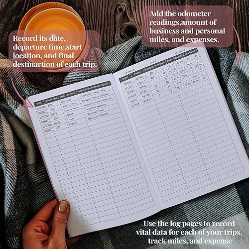 Miniatura 3 de JUBTIC Libro de registro de kilometraje automático para impuestos, libro de registro de mantenimiento de vehículos, rastreador de kilometraje para