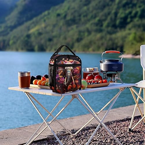 Miniatura 8 de Beautiful Flower Elephant Insulated Lunch Bag for Women Men Reusable Lunch Box Tote Bag for Work Travel