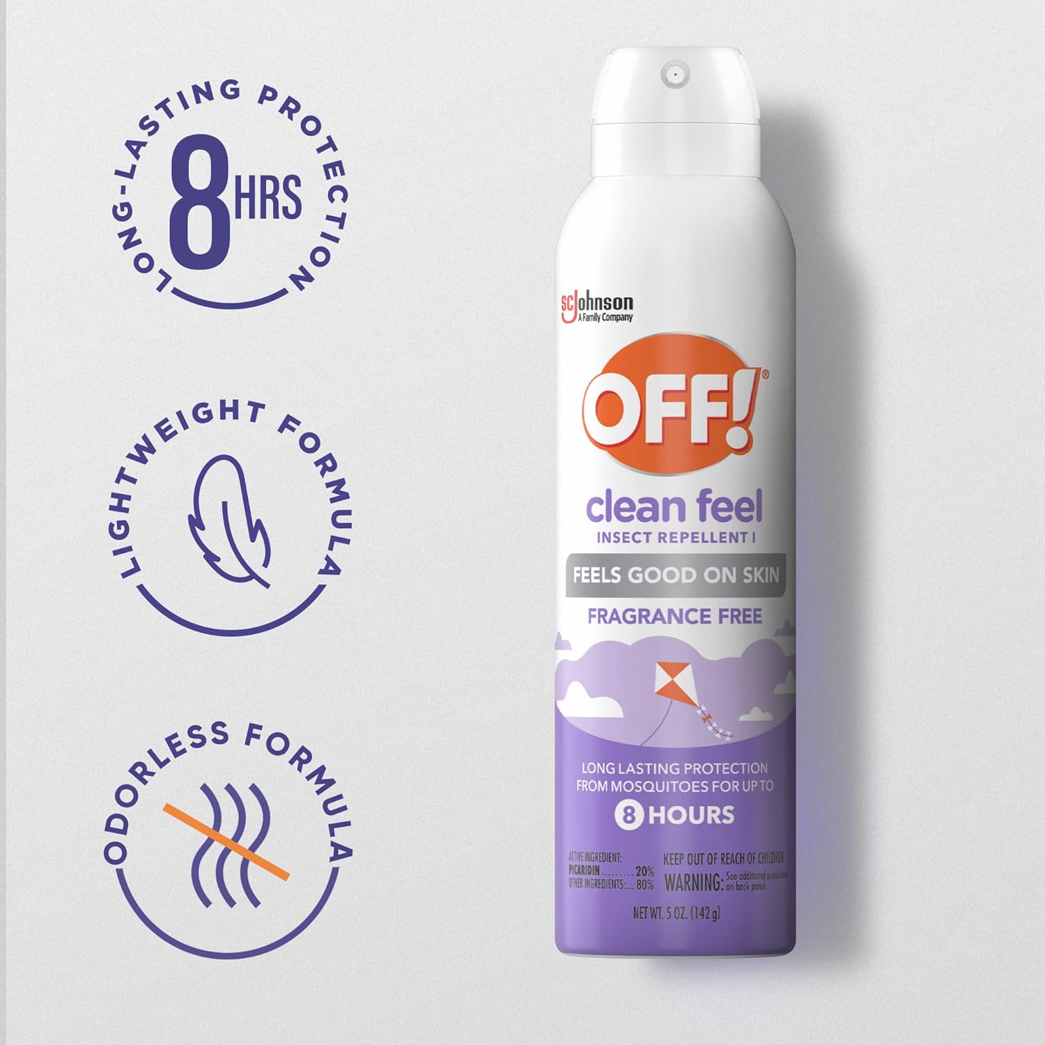 OFF! Clean Feel Insect Repellent Aerosol with 20 Picaridin, Bug Spray